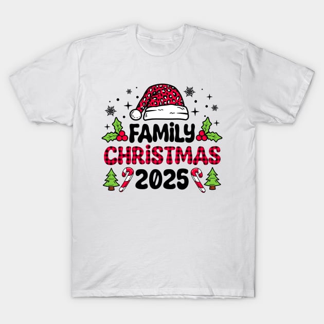 Family Christmas 2025 Leopard Red Plaid Family Matching Xmas T-Shirt by ArifLeleu